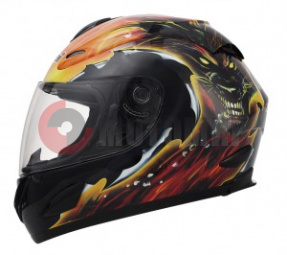 Шлем Masei 802 Regular,черн. с огнен. волком, L Шлем Masei 802 Regular,черн. с огнен. волком, L